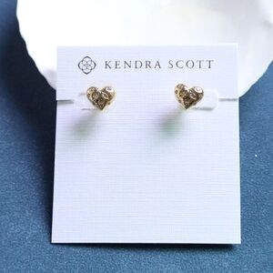 Kendra Scott Holland Gold White CZ Heart Stud Earrings 🎉